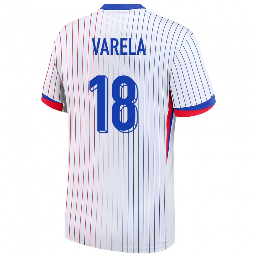 Donna Maglia Francia Jordan Varela #18 Bianco Kit Gara Away 24-26 Maglietta