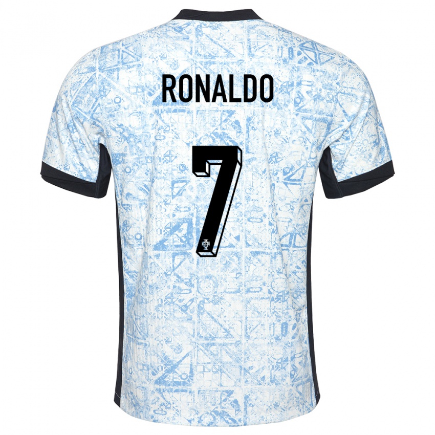 Donna Maglia Portogallo Cristiano Ronaldo #7 Crema Blu Kit Gara Away 24-26 Maglietta