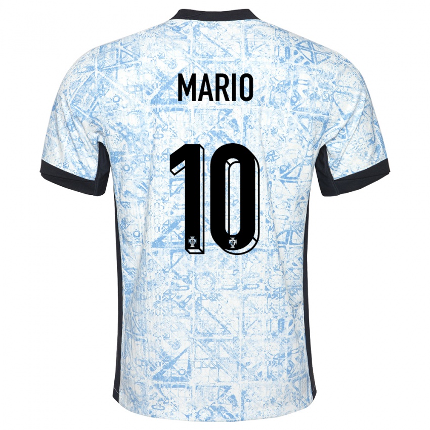 Donna Maglia Portogallo Joao Mario #10 Crema Blu Kit Gara Away 24-26 Maglietta