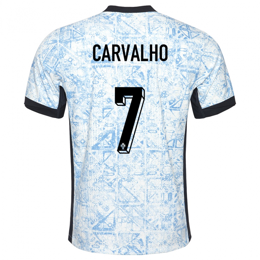 Donna Maglia Portogallo Fabio Carvalho #7 Crema Blu Kit Gara Away 24-26 Maglietta