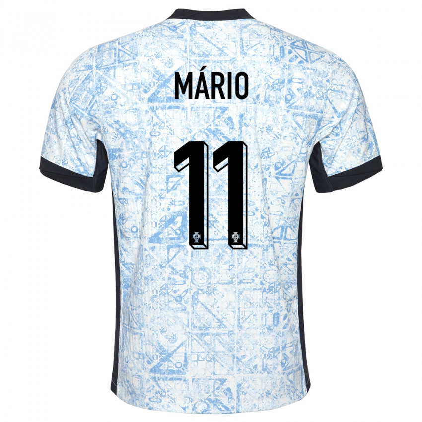 Donna Maglia Portogallo Joao Mario #11 Crema Blu Kit Gara Away 24-26 Maglietta