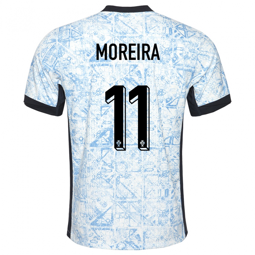 Donna Maglia Portogallo Diego Moreira #11 Crema Blu Kit Gara Away 24-26 Maglietta