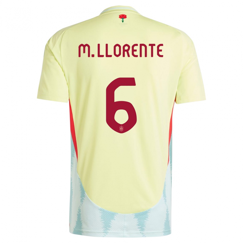 Donna Maglia Spagna Marcos Llorente #6 Giallo Kit Gara Away 24-26 Maglietta