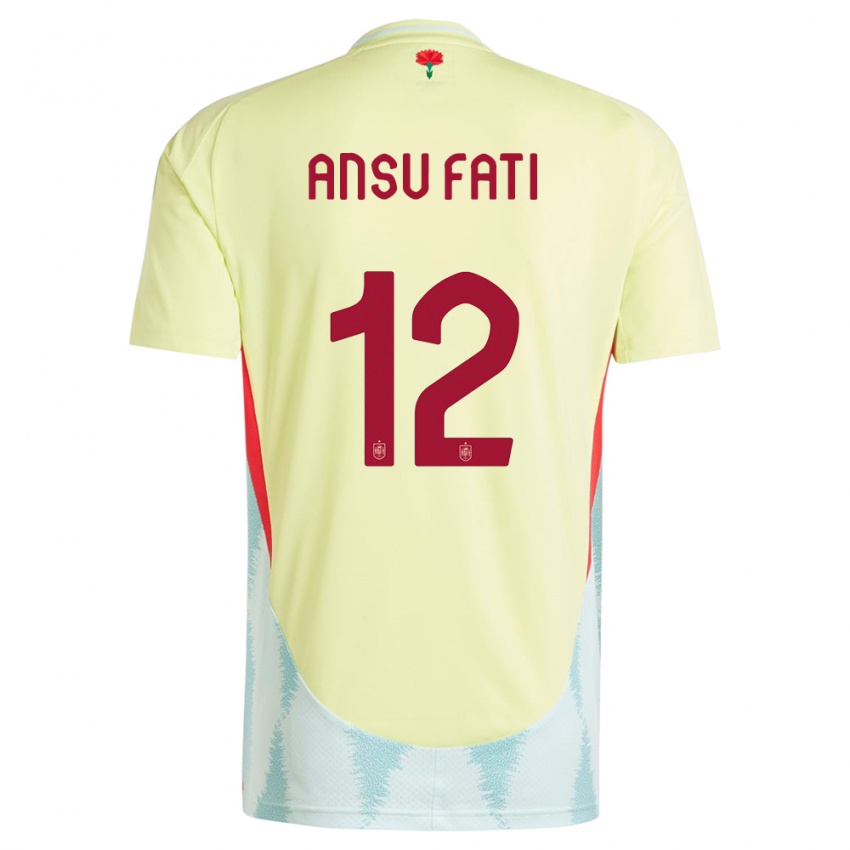 Donna Maglia Spagna Ansu Fati #12 Giallo Kit Gara Away 24-26 Maglietta