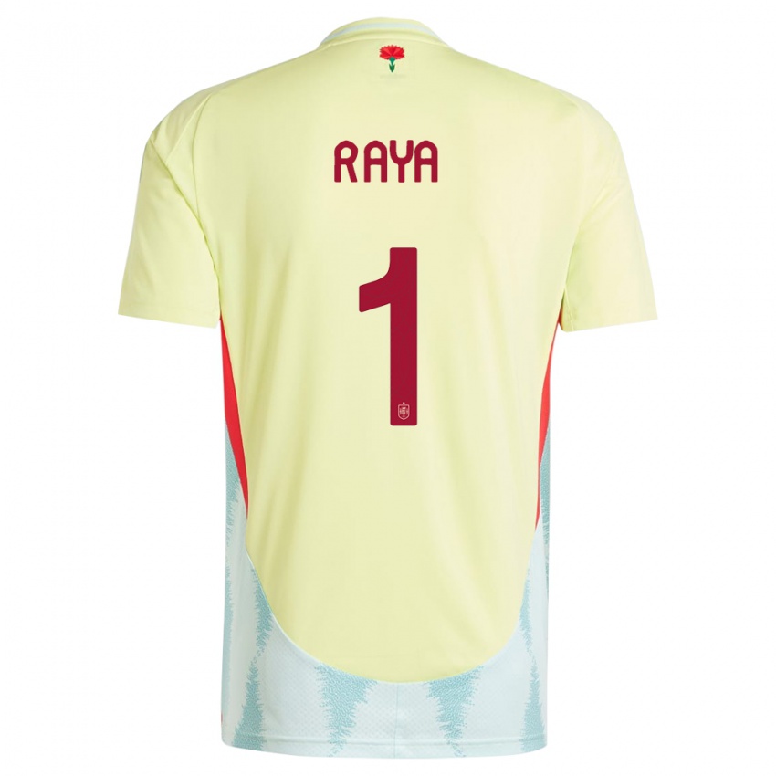 Donna Maglia Spagna David Raya #1 Giallo Kit Gara Away 24-26 Maglietta