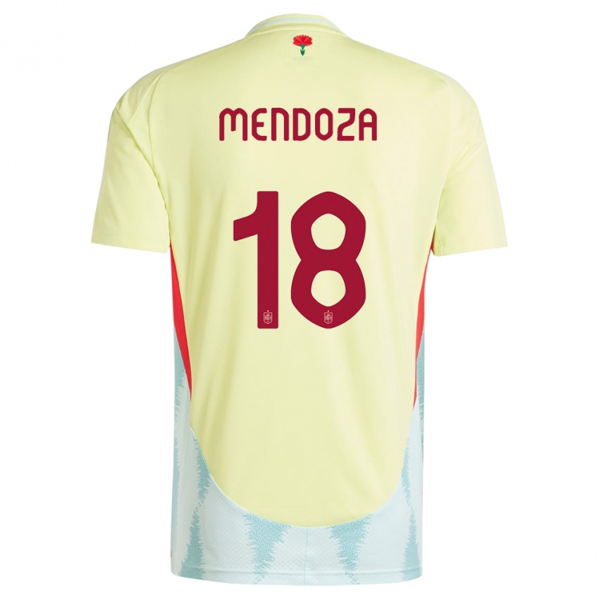 Donna Maglia Spagna Rodrigo Mendoza #18 Giallo Kit Gara Away 24-26 Maglietta