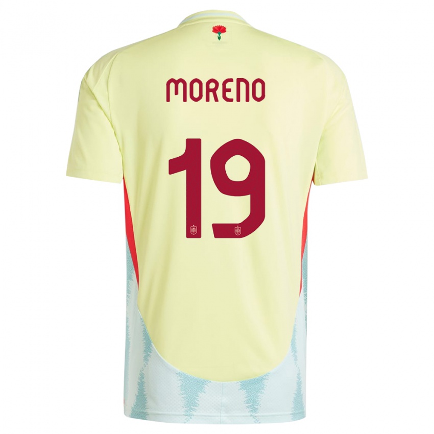 Donna Maglia Spagna Victor Moreno #19 Giallo Kit Gara Away 24-26 Maglietta