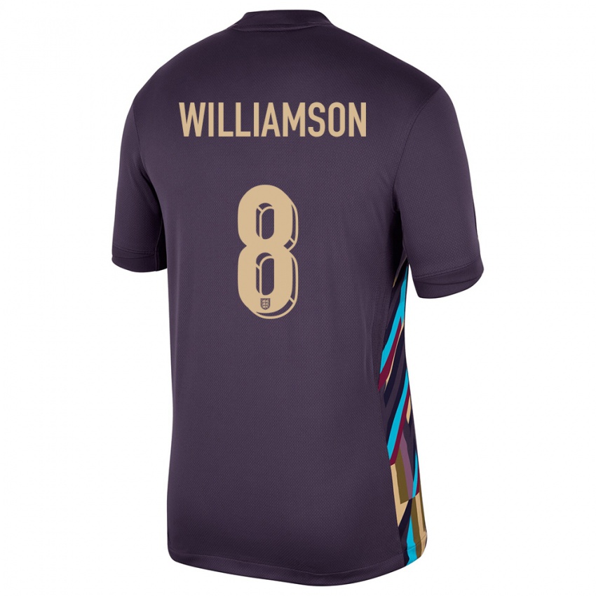 Donna Maglia Inghilterra Leah Williamson #8 Uvetta Scura Kit Gara Away 24-26 Maglietta