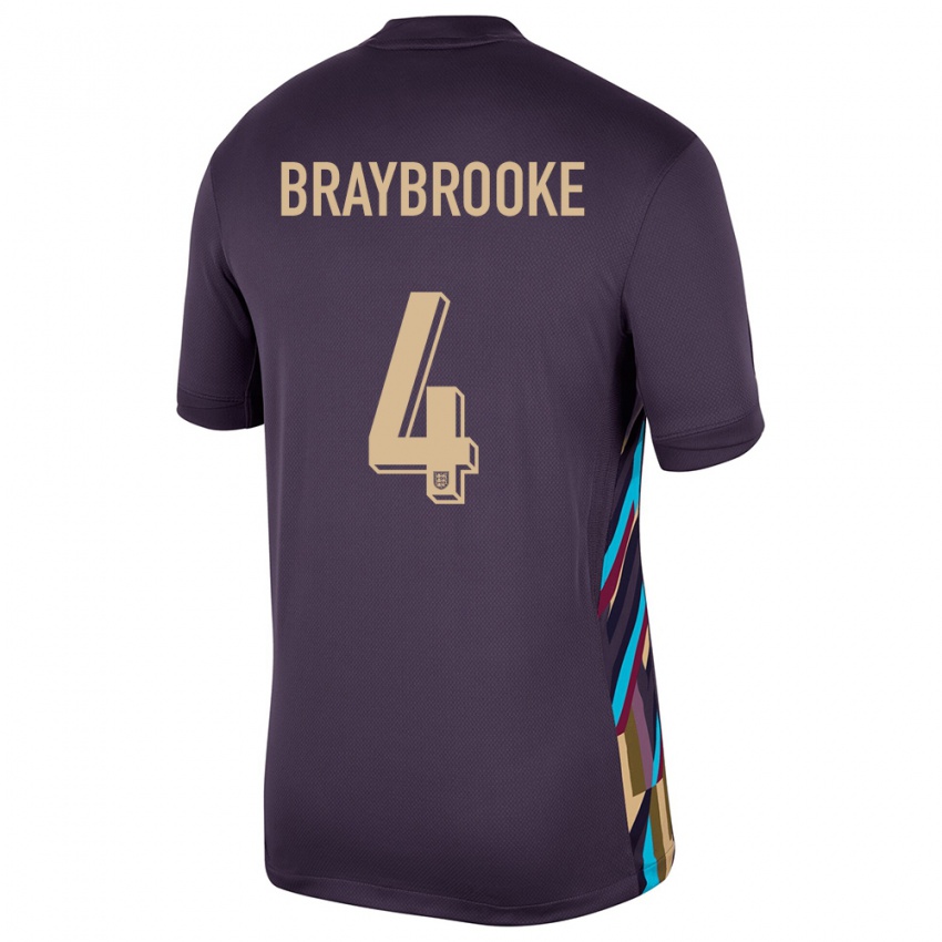 Donna Maglia Inghilterra Samuel Braybrooke #4 Uvetta Scura Kit Gara Away 24-26 Maglietta