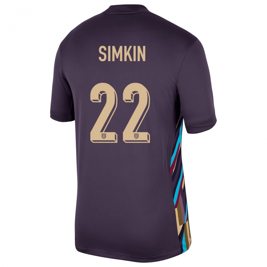 Donna Maglia Inghilterra Tommy Simkin #22 Uvetta Scura Kit Gara Away 24-26 Maglietta