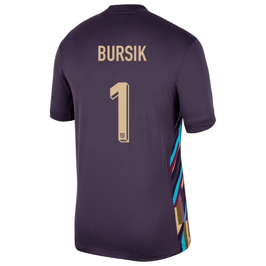 Donna Maglia Inghilterra Josef Bursik #1 Uvetta Scura Kit Gara Away 24-26 Maglietta