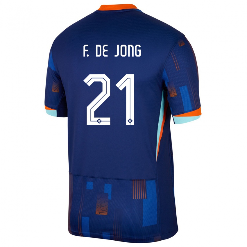 Donna Maglia Paesi Bassi Frenkie De Jong #21 Blu Kit Gara Away 24-26 Maglietta