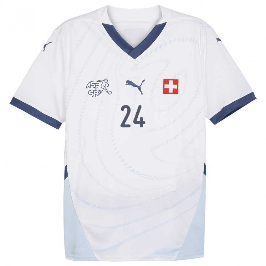 Donna Maglia Svizzera Becir Omeragic #24 Bianco Kit Gara Away 24-26 Maglietta