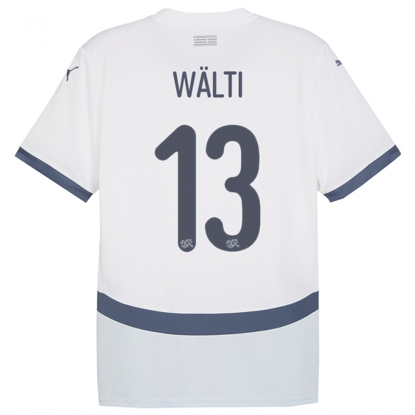 Donna Maglia Svizzera Lia Walti #13 Bianco Kit Gara Away 24-26 Maglietta