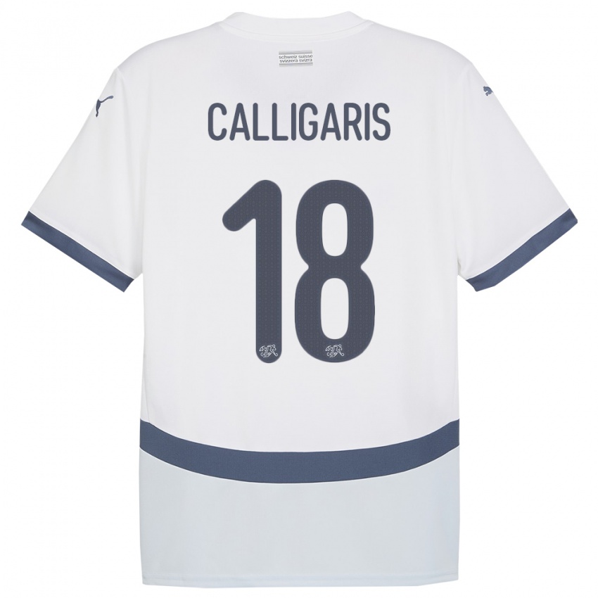 Donna Maglia Svizzera Viola Calligaris #18 Bianco Kit Gara Away 24-26 Maglietta