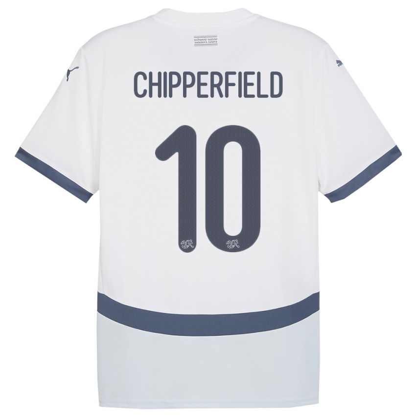 Donna Maglia Svizzera Liam Chipperfield #10 Bianco Kit Gara Away 24-26 Maglietta