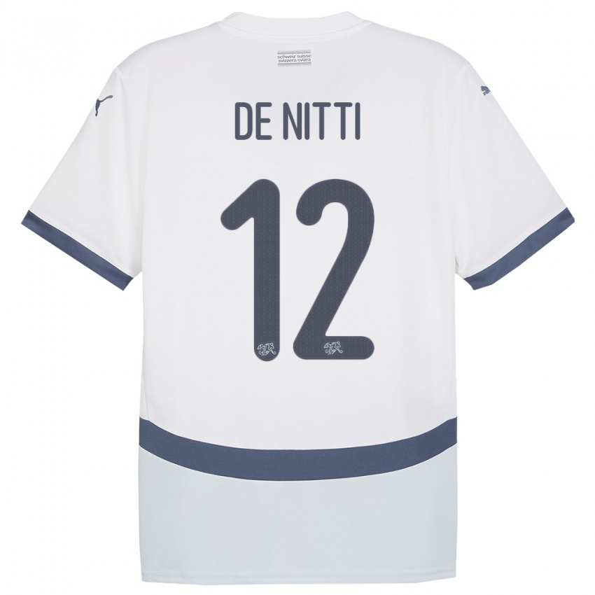 Donna Maglia Svizzera Gianni De Nitti #12 Bianco Kit Gara Away 24-26 Maglietta