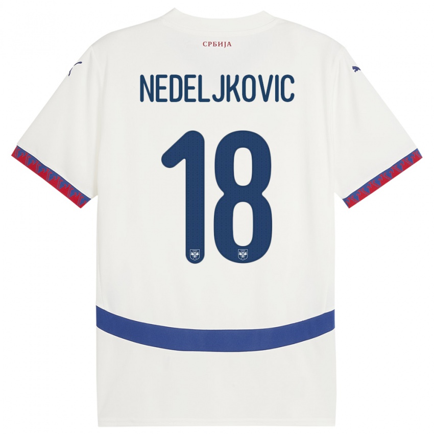 Donna Maglia Serbia Kosta Nedeljkovic #18 Bianco Kit Gara Away 24-26 Maglietta