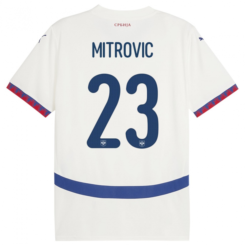 Donna Maglia Serbia Vuk Mitrovic #23 Bianco Kit Gara Away 24-26 Maglietta