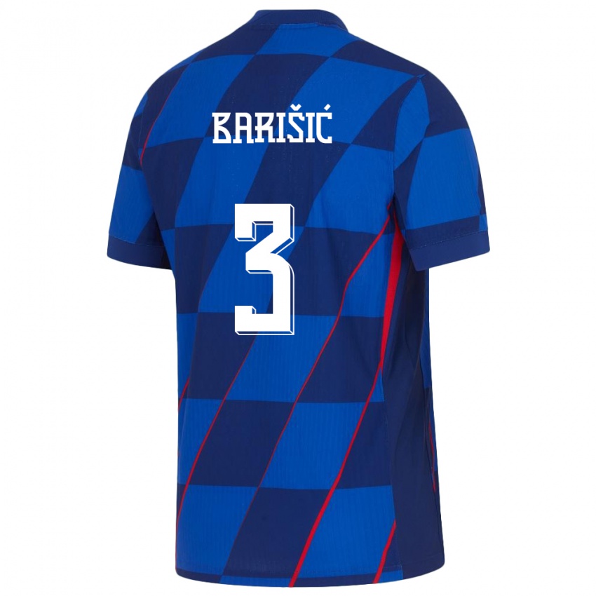 Donna Maglia Croazia Borna Barisic #3 Blu Kit Gara Away 24-26 Maglietta