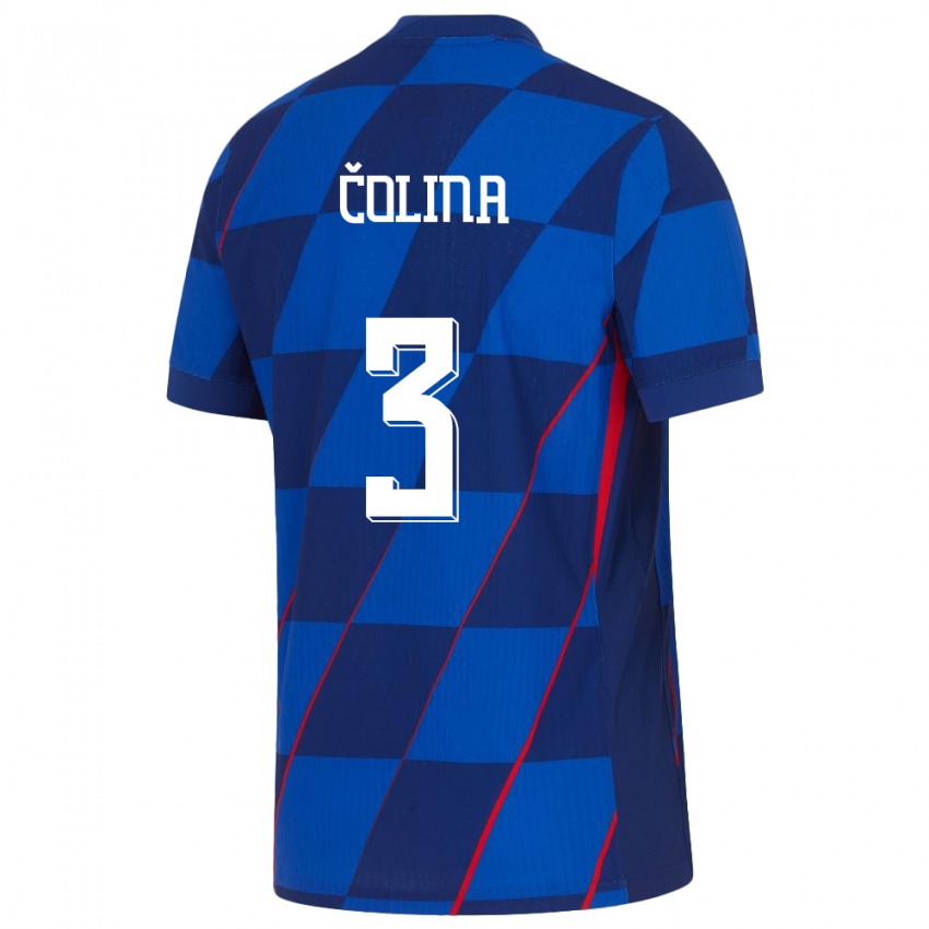 Donna Maglia Croazia David Colina #3 Blu Kit Gara Away 24-26 Maglietta