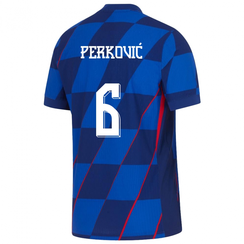 Donna Maglia Croazia Mauro Perkovic #6 Blu Kit Gara Away 24-26 Maglietta