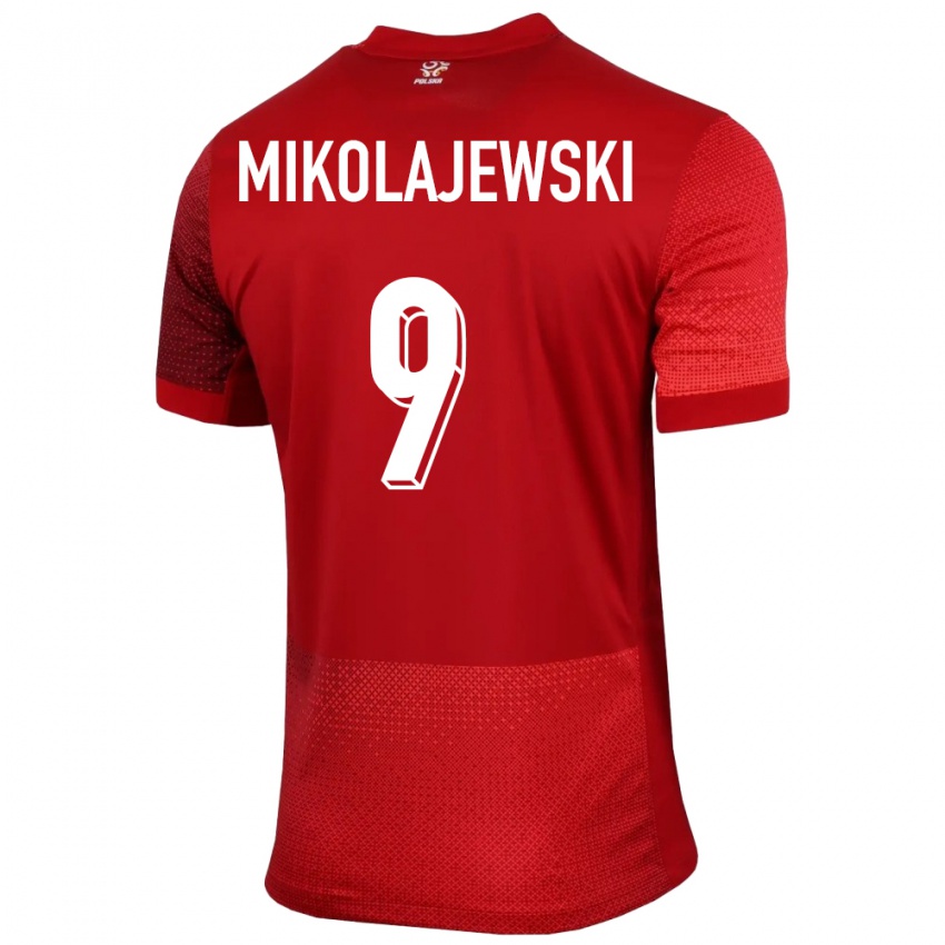 Donna Maglia Polonia Daniel Mikolajewski #9 Rosso Kit Gara Away 24-26 Maglietta