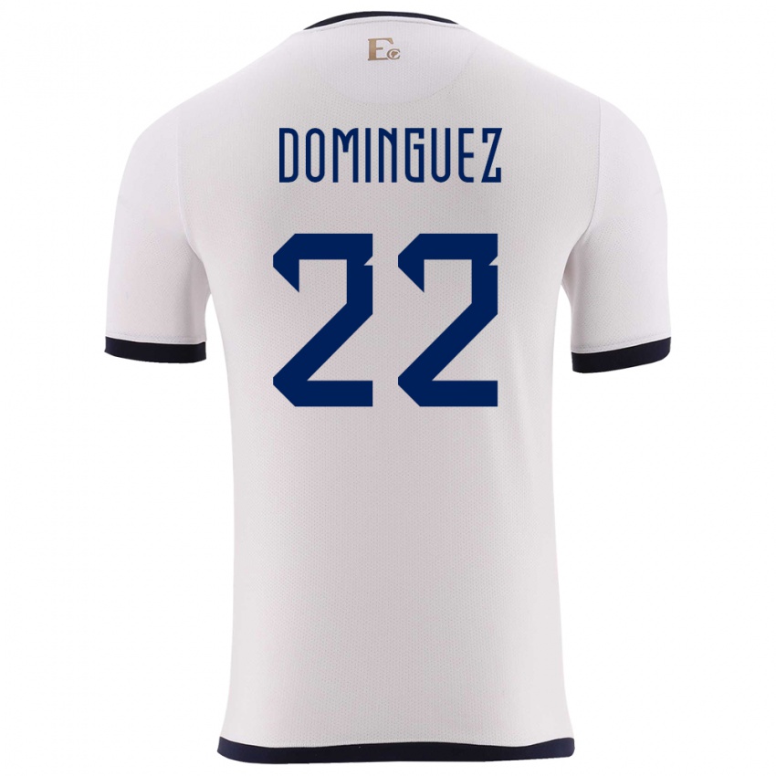 Donna Maglia Ecuador Alexander Dominguez #22 Bianco Kit Gara Away 24-26 Maglietta