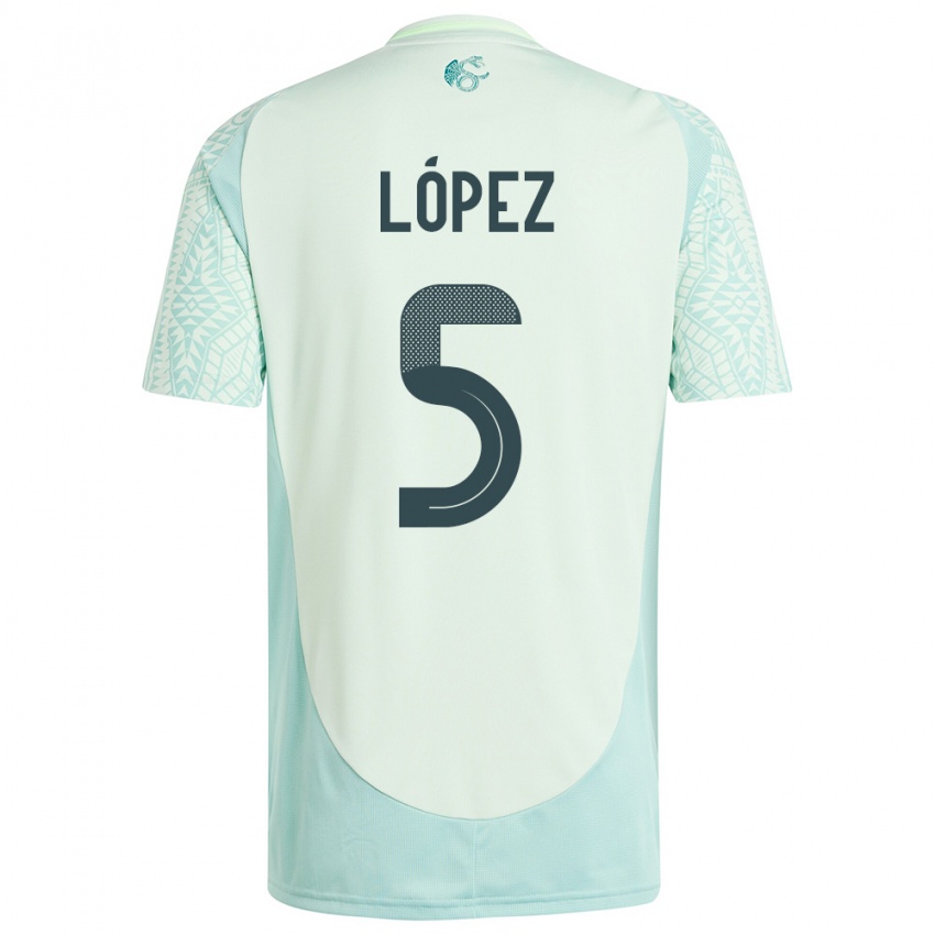 Donna Maglia Messico Jimena Lopez #5 Lino Verde Kit Gara Away 24-26 Maglietta