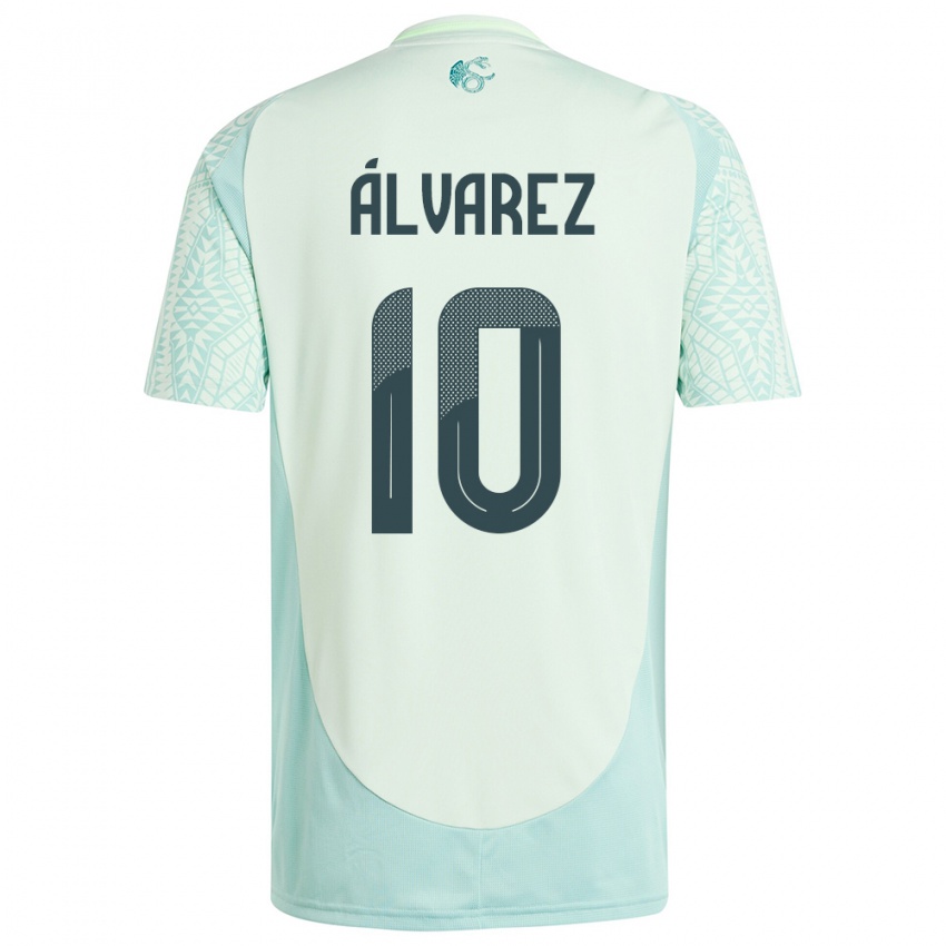 Donna Maglia Messico Efrain Alvarez #10 Lino Verde Kit Gara Away 24-26 Maglietta