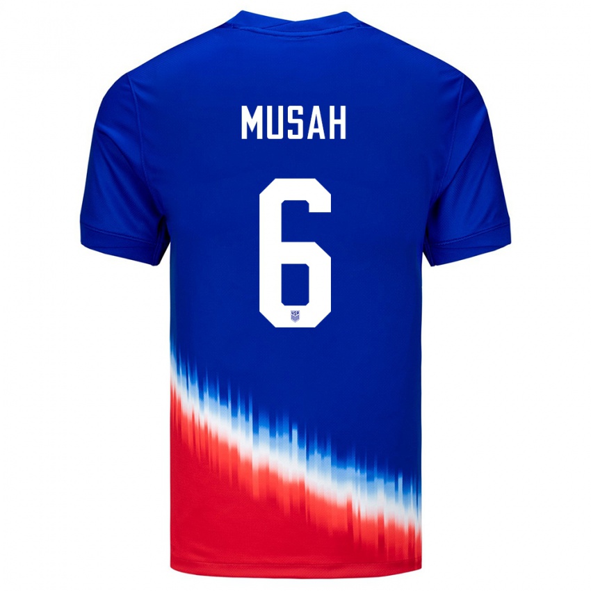 Donna Maglia Stati Uniti Yunus Musah #6 Blu Kit Gara Away 24-26 Maglietta