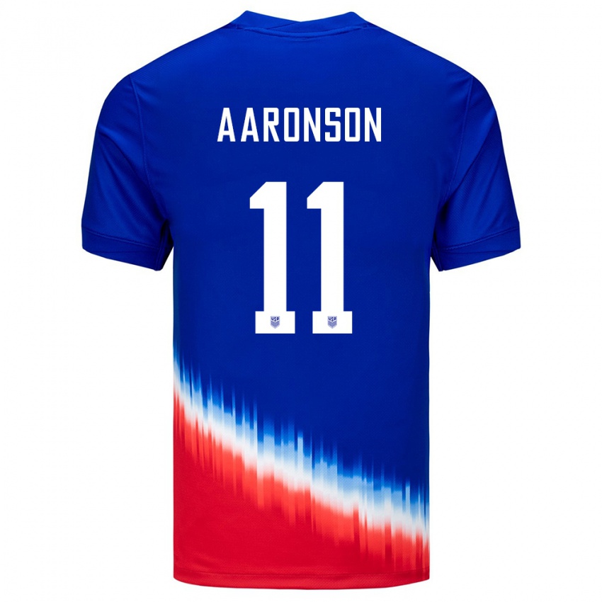 Donna Maglia Stati Uniti Brenden Aaronson #11 Blu Kit Gara Away 24-26 Maglietta