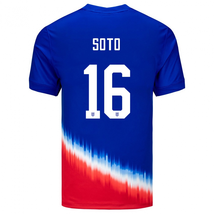 Donna Maglia Stati Uniti Ezekiel Soto #16 Blu Kit Gara Away 24-26 Maglietta