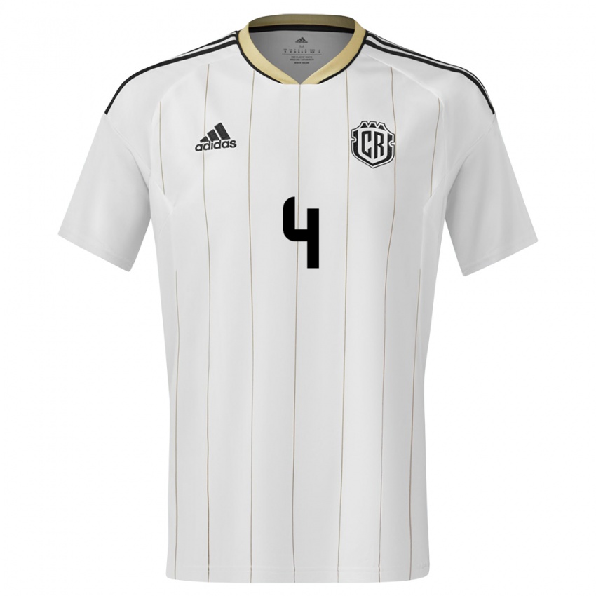 Donna Maglia Costa Rica Brandon Calderon #4 Bianco Kit Gara Away 24-26 Maglietta