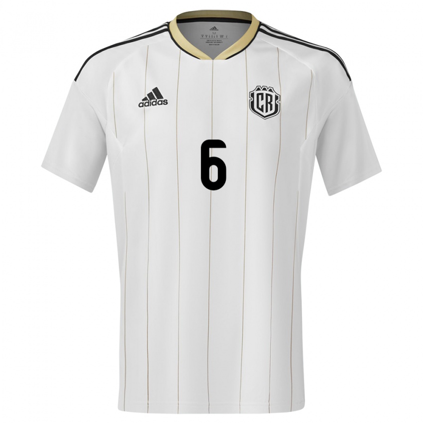 Donna Maglia Costa Rica Ricardo Pena #6 Bianco Kit Gara Away 24-26 Maglietta