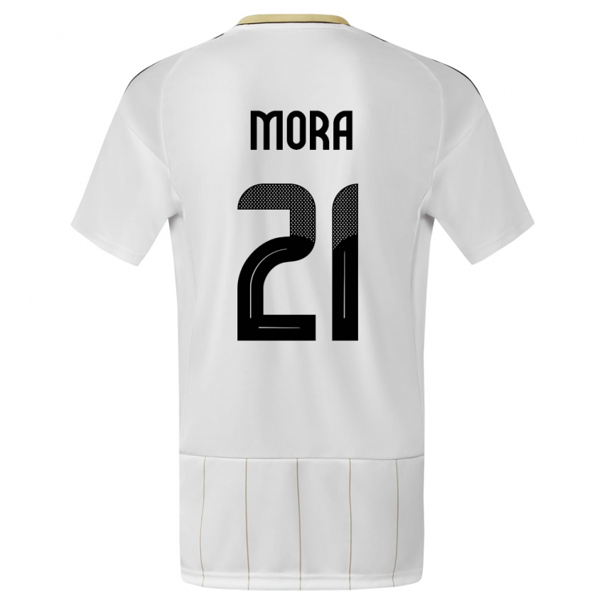 Donna Maglia Costa Rica Carlos Mora #21 Bianco Kit Gara Away 24-26 Maglietta