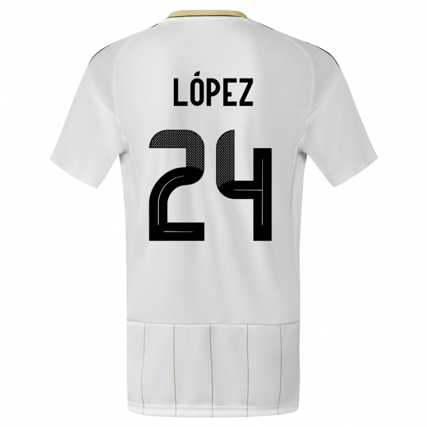 Donna Maglia Costa Rica Douglas Lopez #24 Bianco Kit Gara Away 24-26 Maglietta