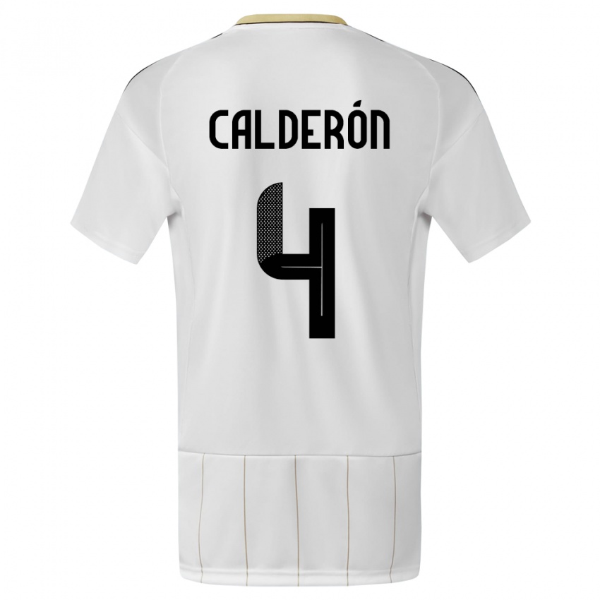 Donna Maglia Costa Rica Brandon Calderon #4 Bianco Kit Gara Away 24-26 Maglietta