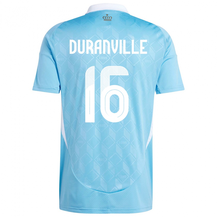 Donna Maglia Belgio Julien Duranville #16 Blu Kit Gara Away 24-26 Maglietta