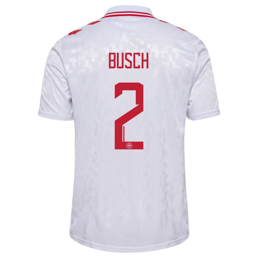 Donna Maglia Danimarca Alexander Busch #2 Bianco Kit Gara Away 24-26 Maglietta