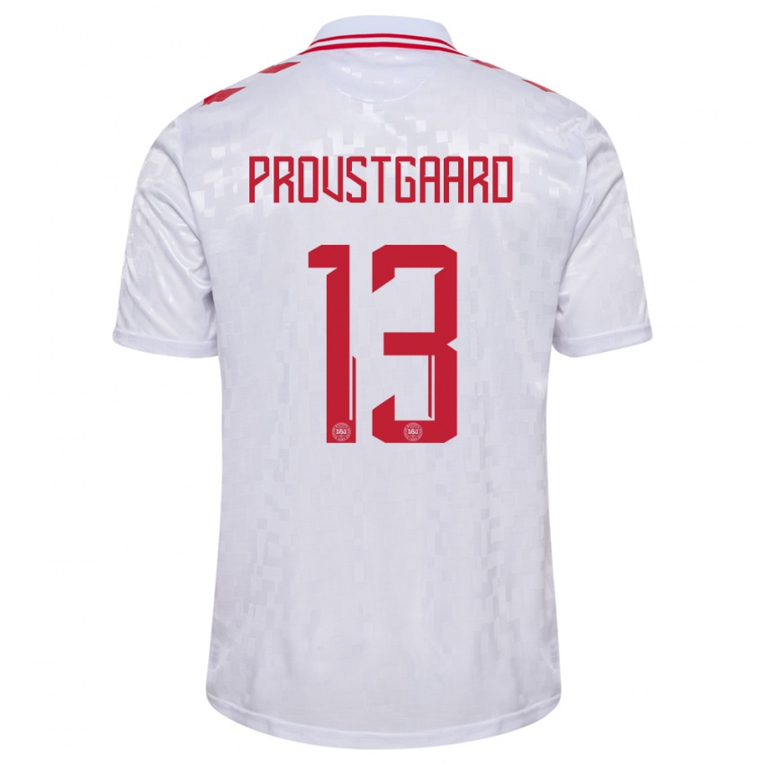 Donna Maglia Danimarca Oliver Provstgaard #13 Bianco Kit Gara Away 24-26 Maglietta