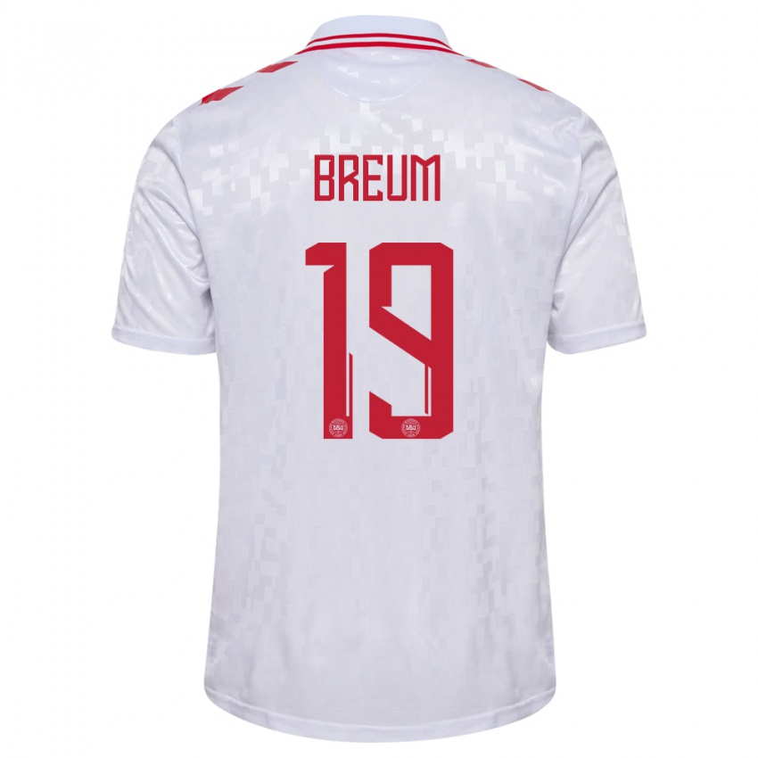 Donna Maglia Danimarca Jakob Breum #19 Bianco Kit Gara Away 24-26 Maglietta