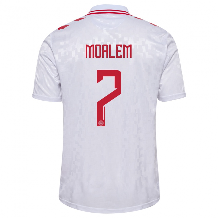 Donna Maglia Danimarca Jonathan Moalem #7 Bianco Kit Gara Away 24-26 Maglietta