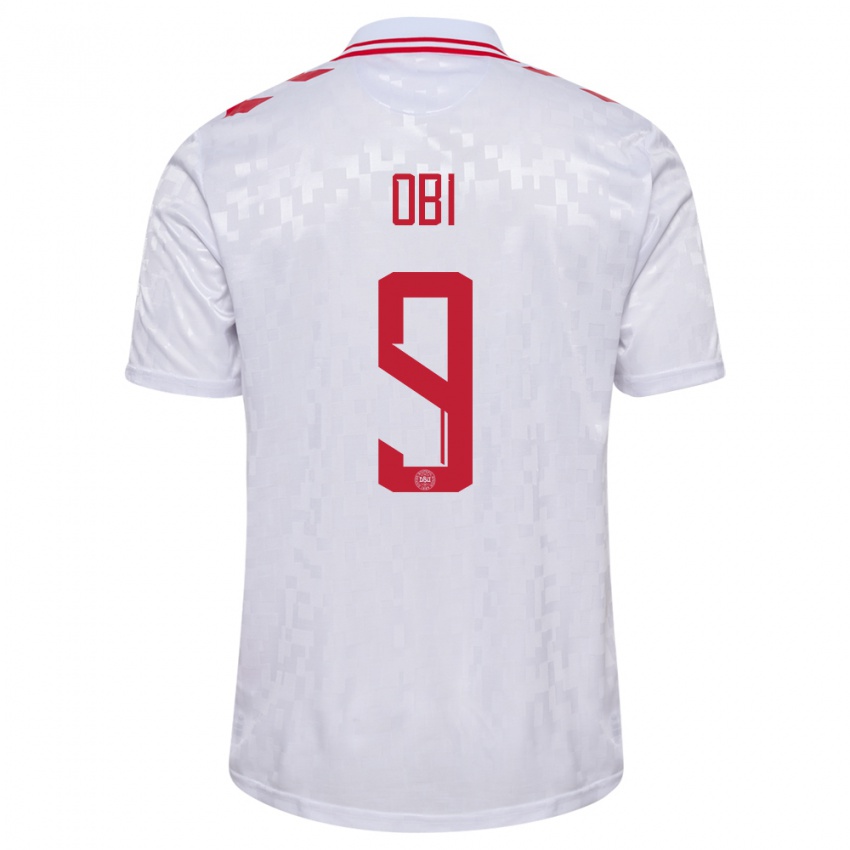 Donna Maglia Danimarca Chido Obi #9 Bianco Kit Gara Away 24-26 Maglietta