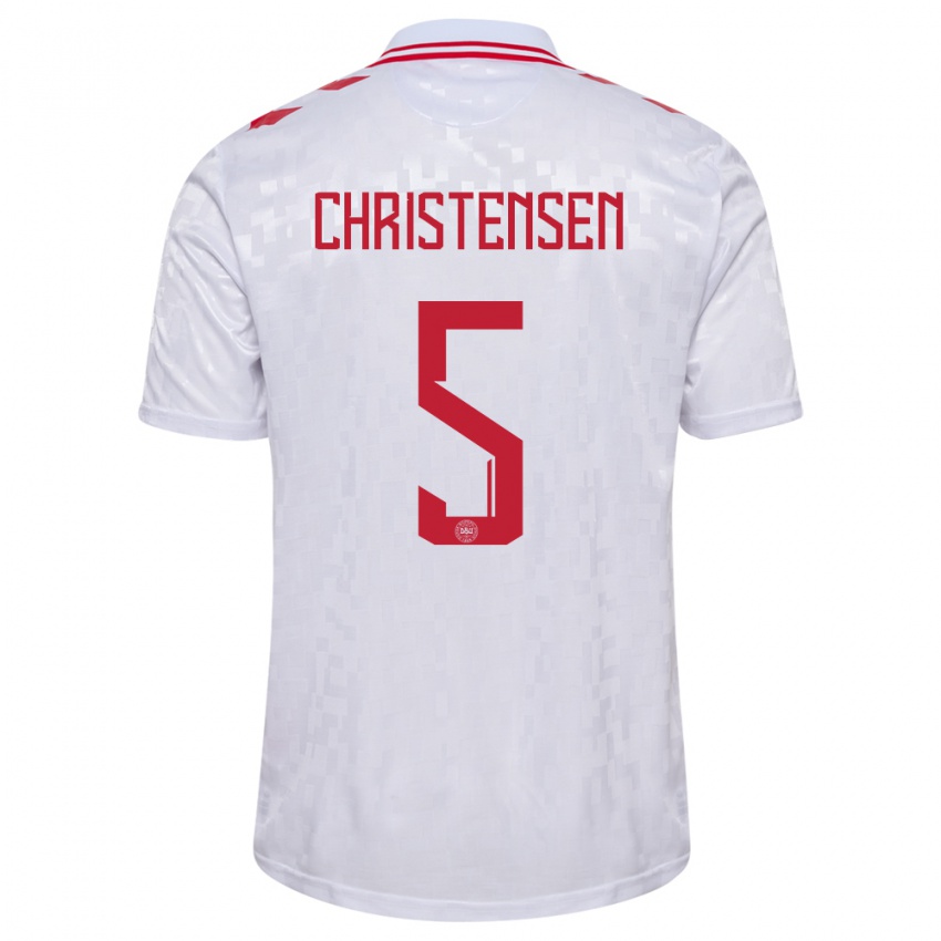 Donna Maglia Danimarca Aske Christensen #5 Bianco Kit Gara Away 24-26 Maglietta