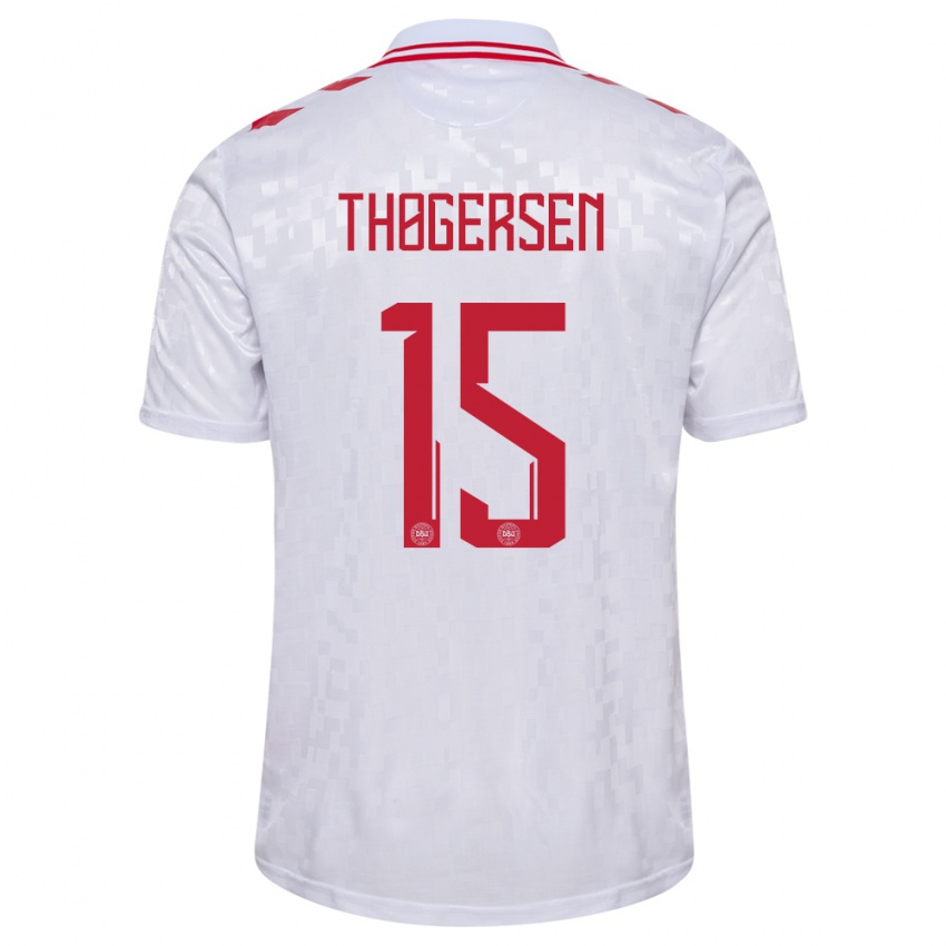 Donna Maglia Danimarca Frederikke Thøgersen #15 Bianco Kit Gara Away 24-26 Maglietta