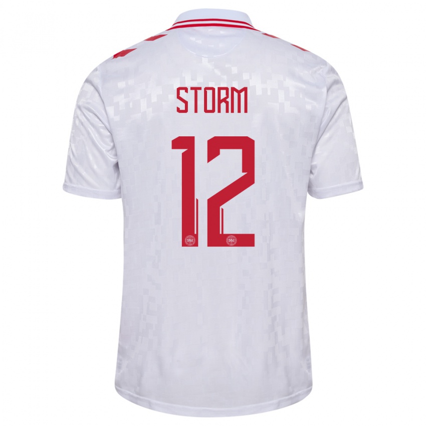 Donna Maglia Danimarca Tobias Storm #12 Bianco Kit Gara Away 24-26 Maglietta