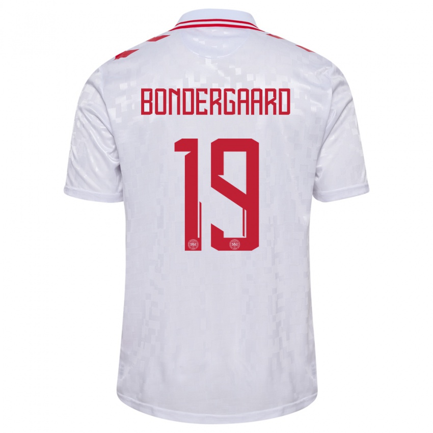 Donna Maglia Danimarca Asbjorn Bondergaard #19 Bianco Kit Gara Away 24-26 Maglietta