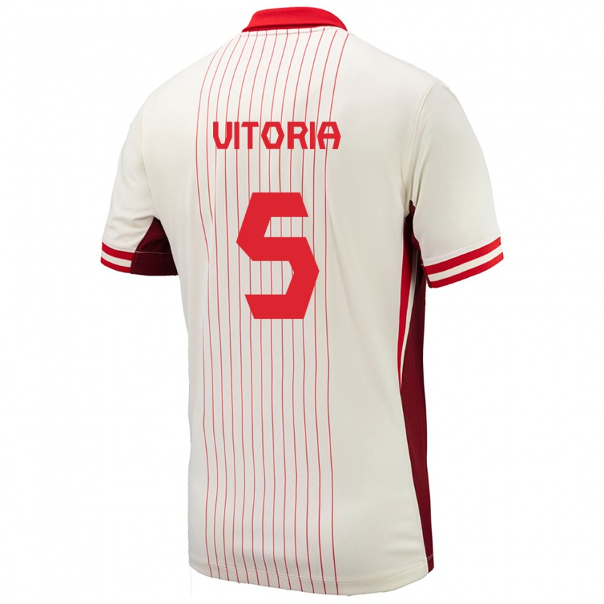 Donna Maglia Canada Steven Vitoria #5 Bianco Kit Gara Away 24-26 Maglietta