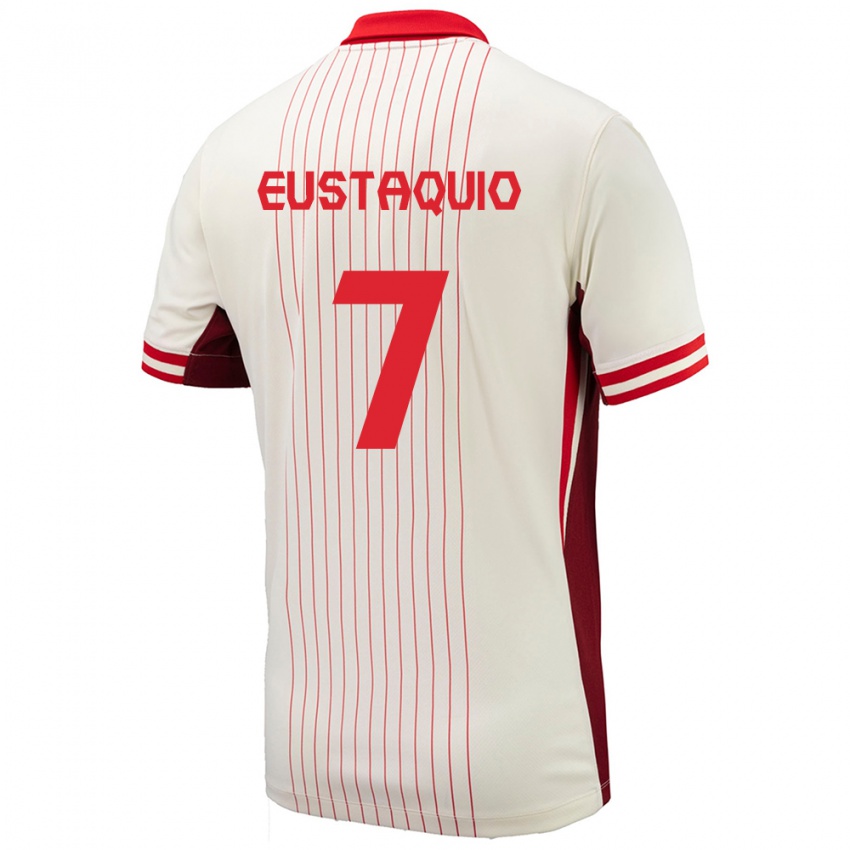 Donna Maglia Canada Stephen Eustaquio #7 Bianco Kit Gara Away 24-26 Maglietta